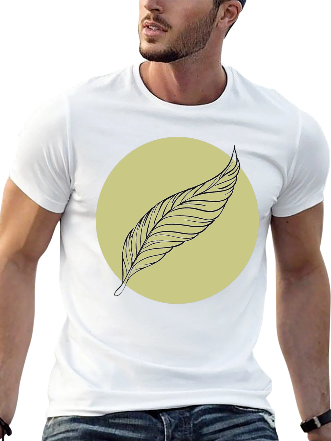 Feather Graphic Tee - Minimalist Black Shirt