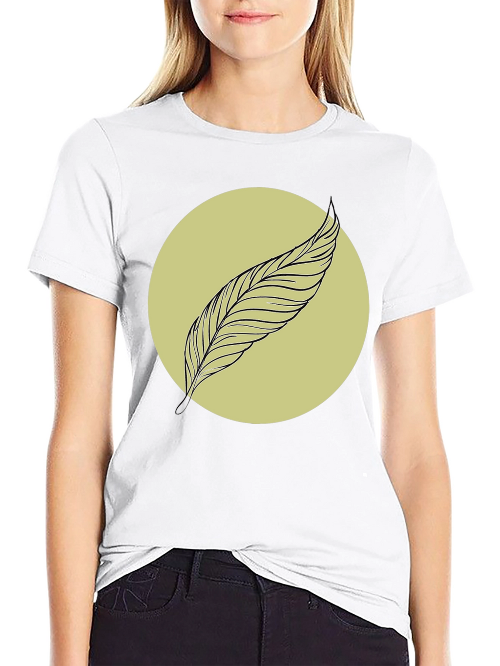 Feather Graphic Tee - Minimalist Black Shirt