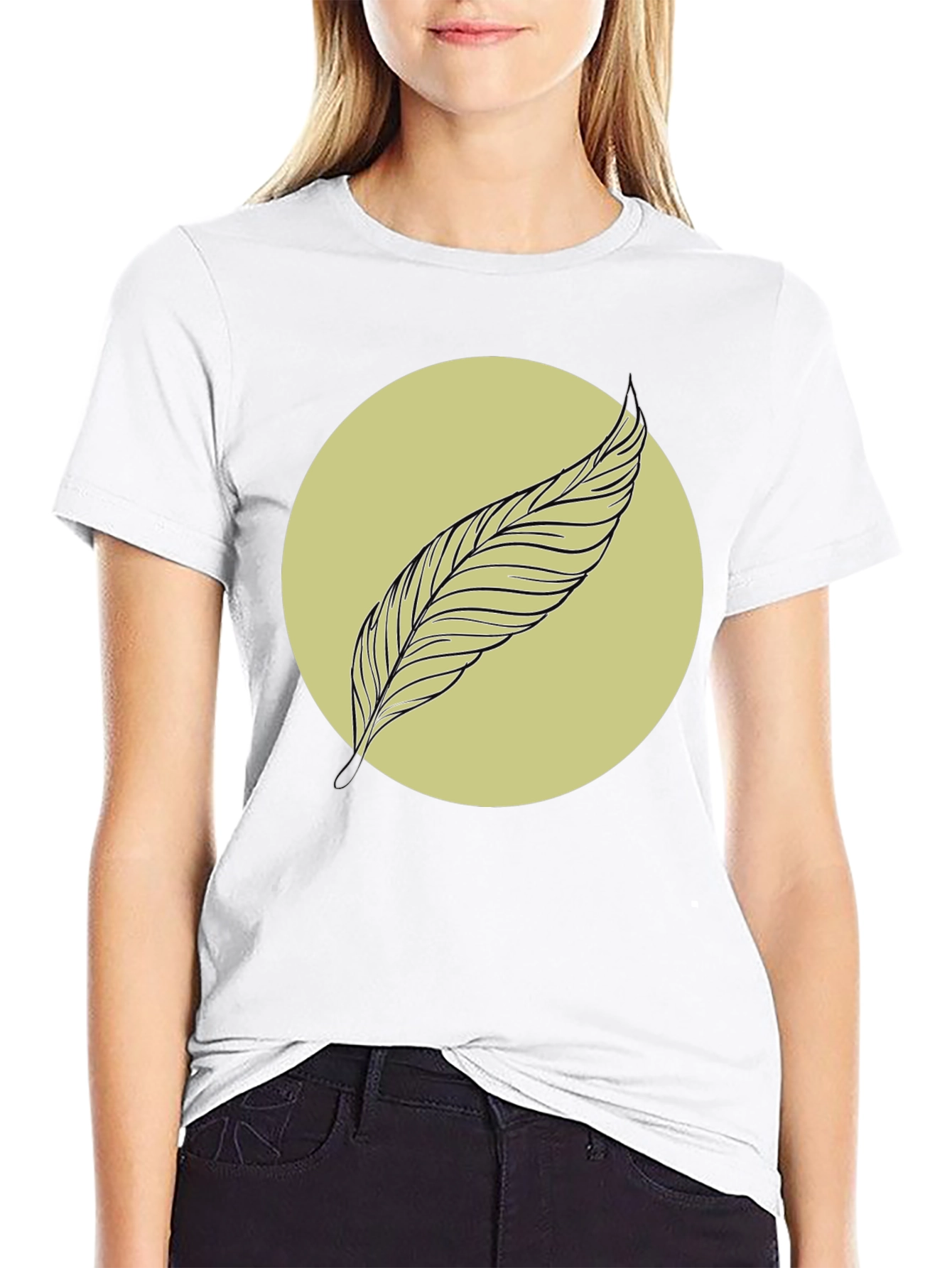 Feather Graphic Tee - Minimalist Black Shirt