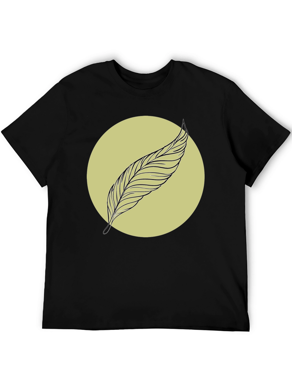 Feather Graphic Tee - Minimalist Black Shirt