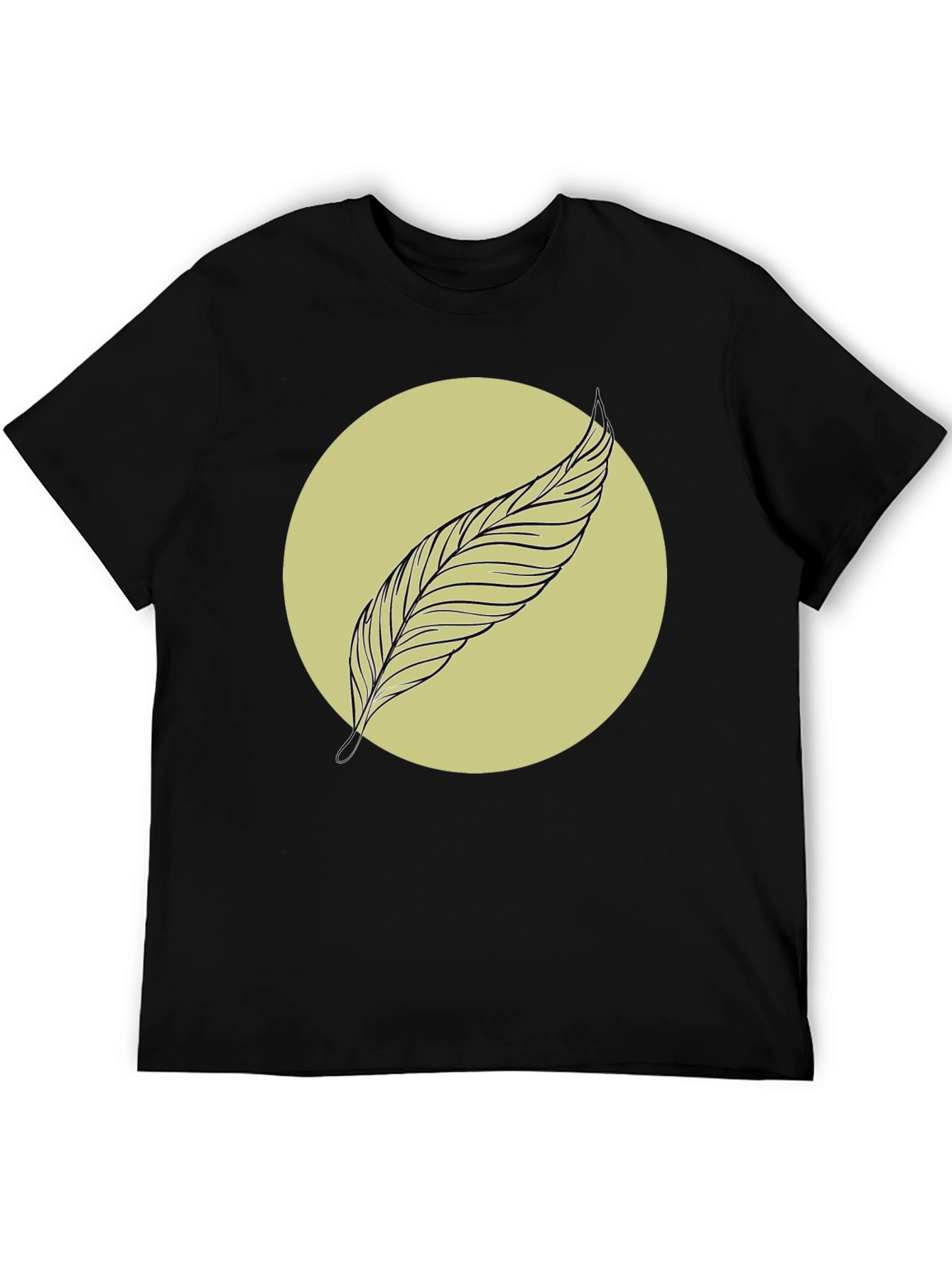 Feather Graphic Tee - Minimalist Black Shirt