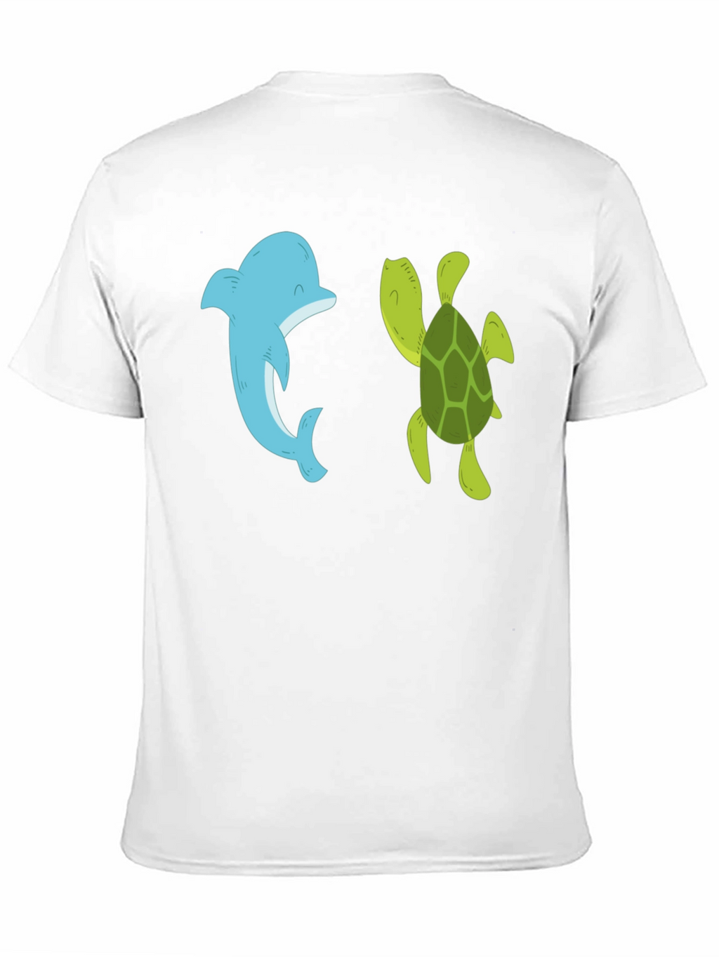 Dolphin and Turtle Graphic Tee - Black Casual T-Shirt