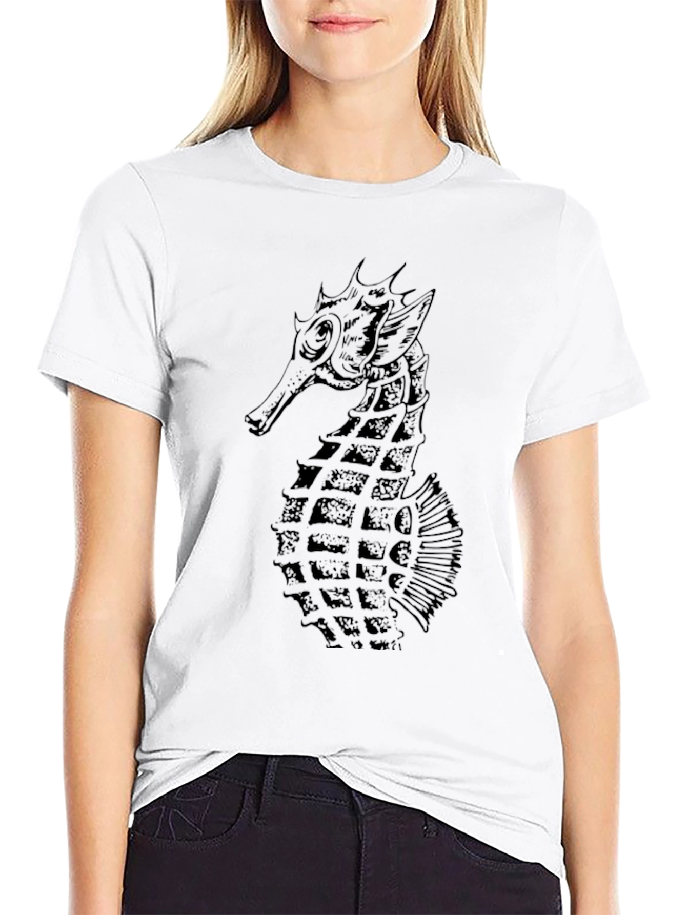 Seahorse Graphic Tee - Black Cotton Blend