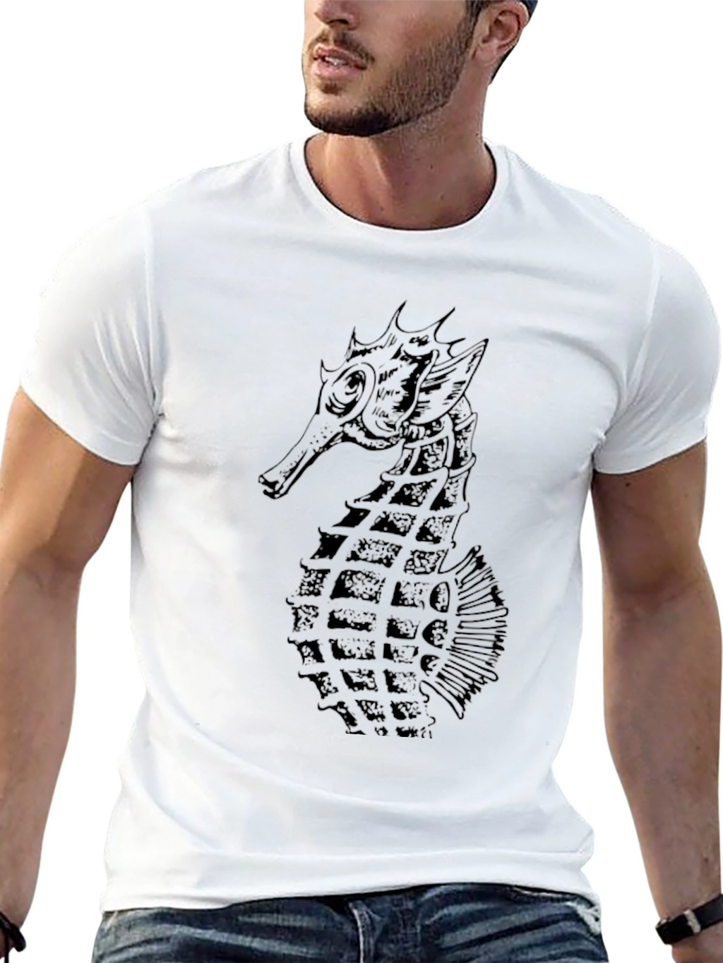 Seahorse Graphic Tee - Black Cotton Blend