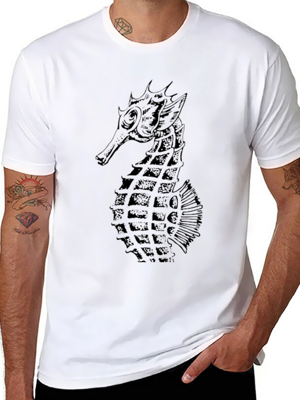 Seahorse Graphic Tee - Black Cotton Blend