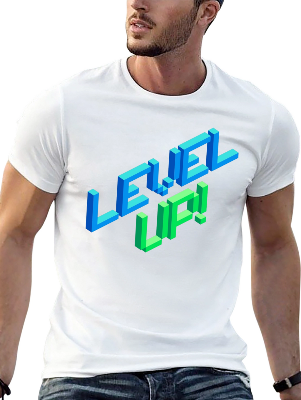Level Up Black Graphic Tee for Gamers
