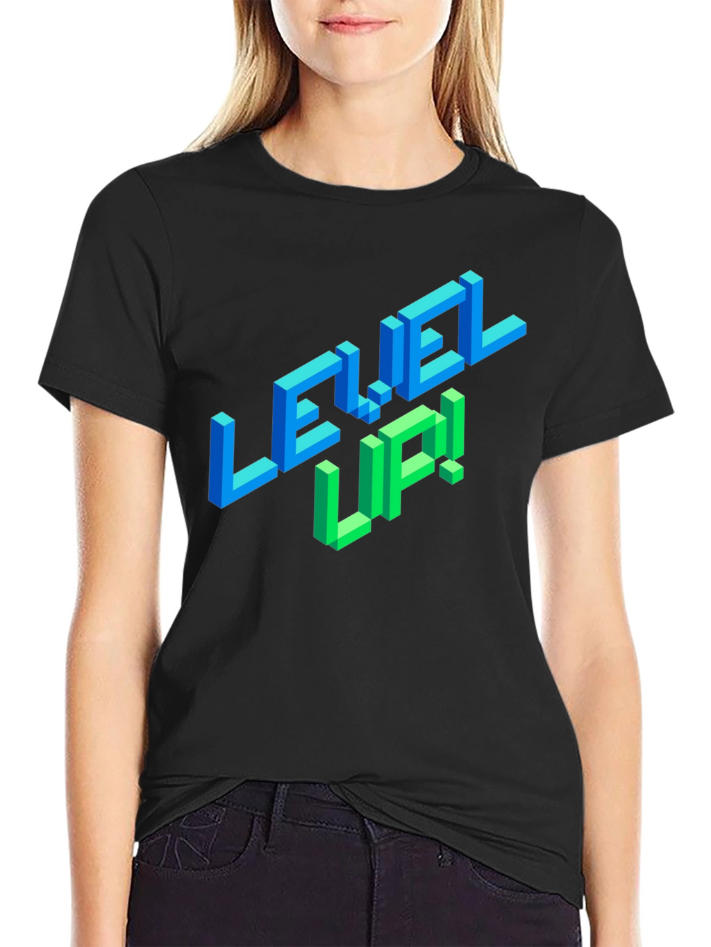 Level Up Black Graphic Tee for Gamers