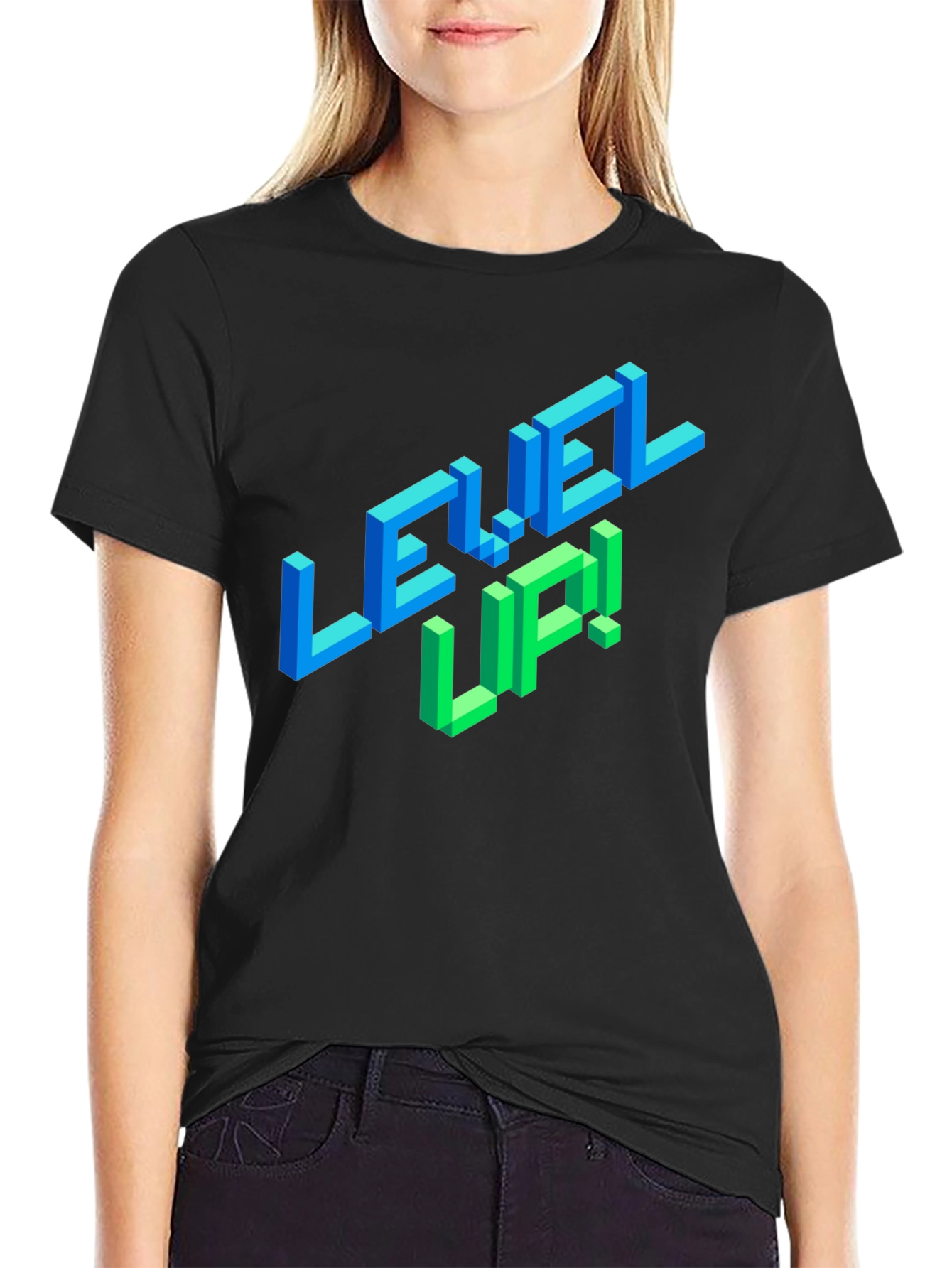 Level Up Black Graphic Tee for Gamers