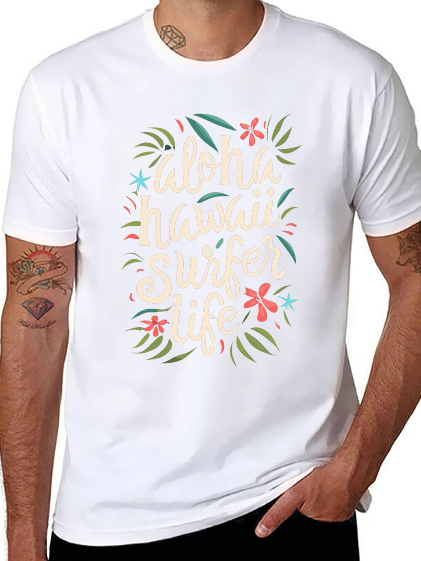 Aloha Hawaii Surfer Life Graphic T-Shirt