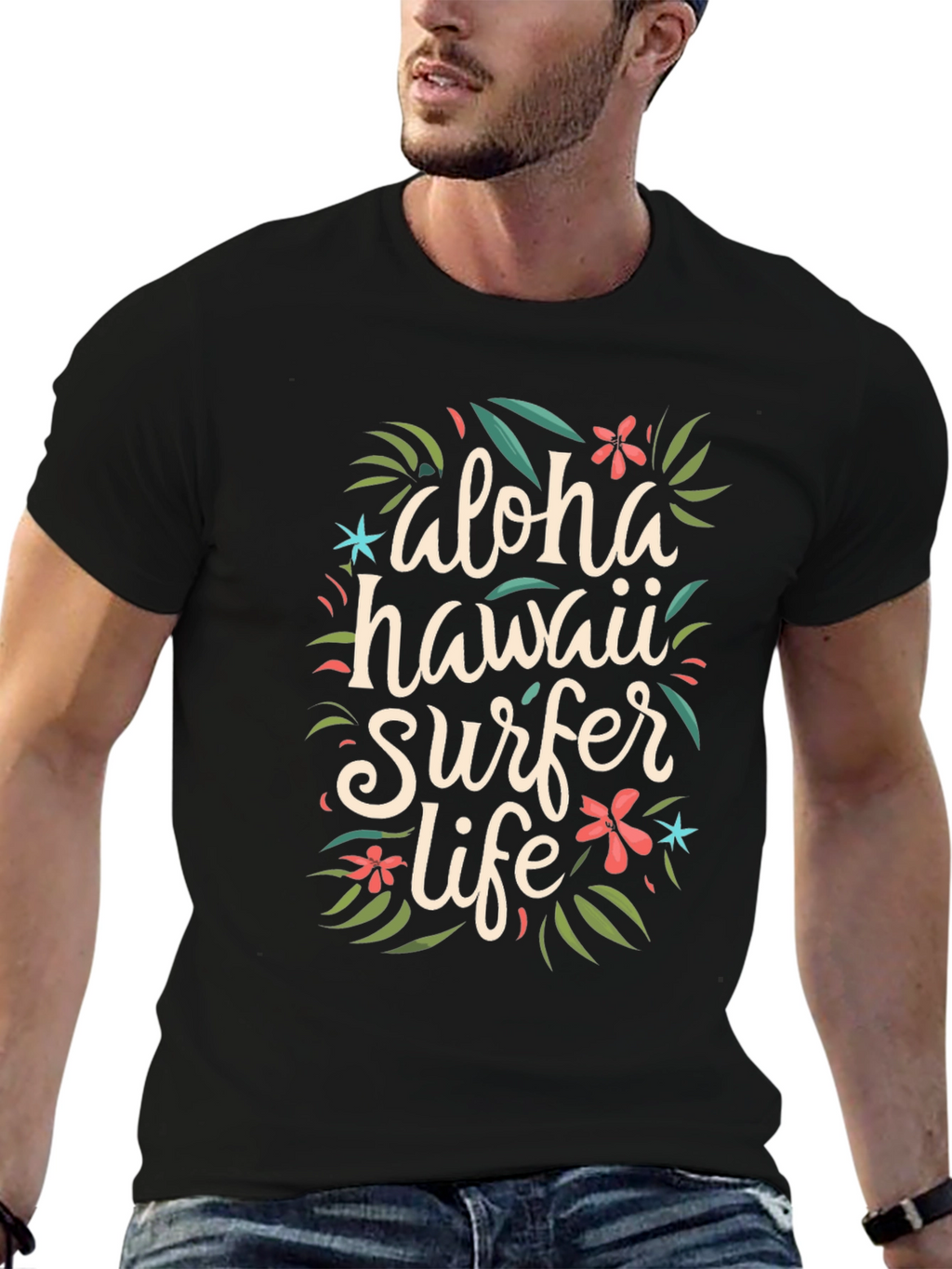 Aloha Hawaii Surfer Life Graphic T-Shirt