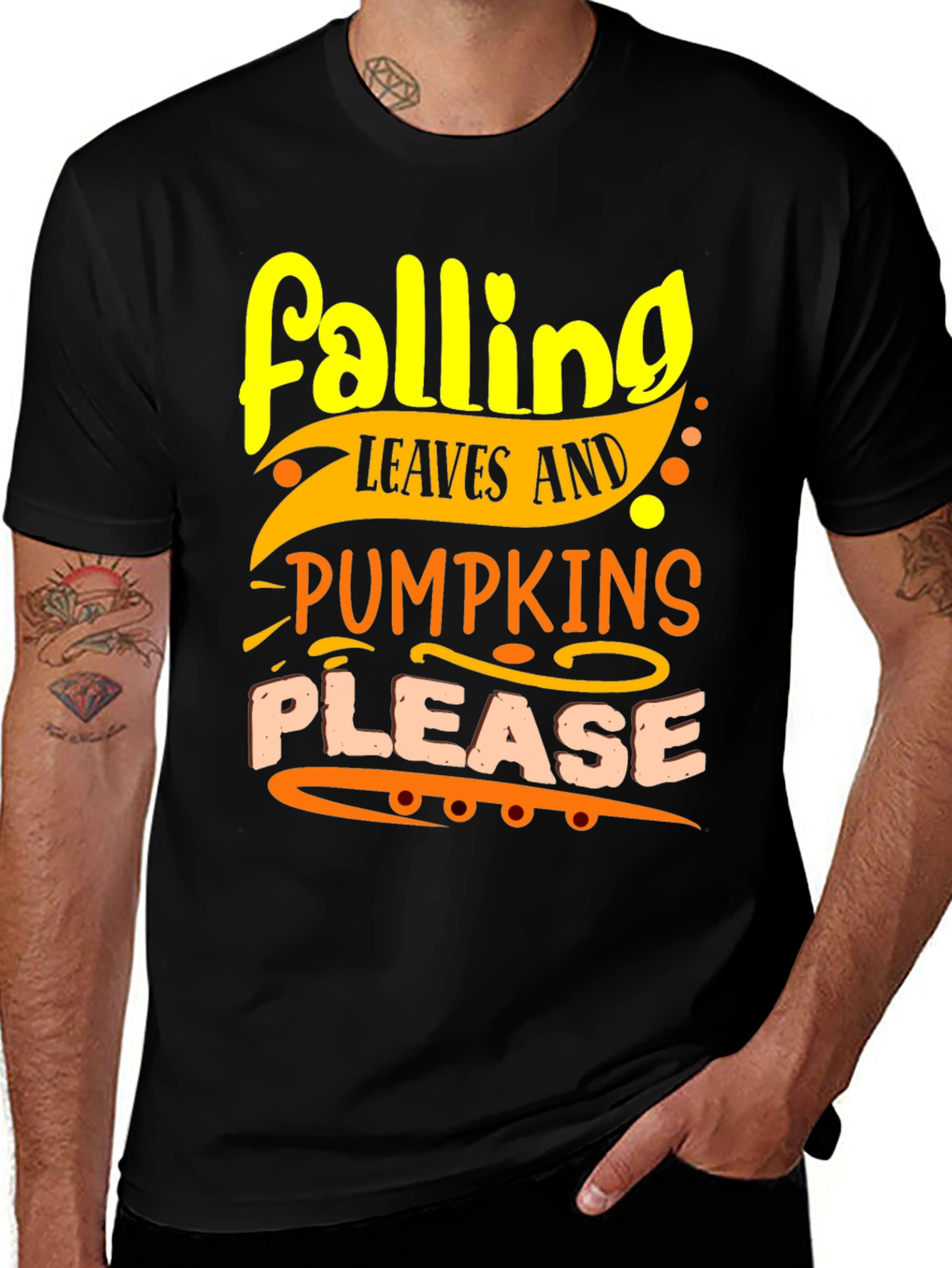 Falling Leaves and Pumpkins Please T-Shirt