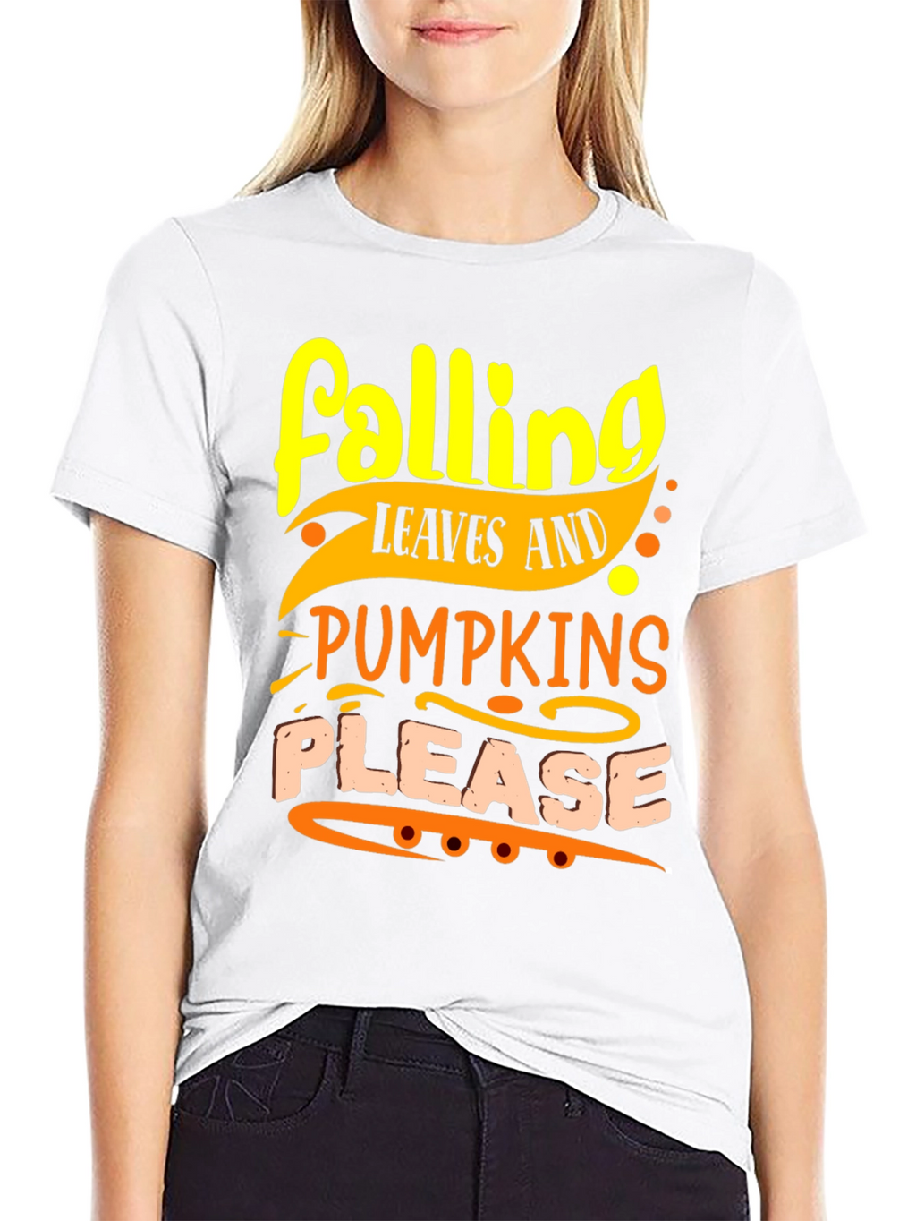 Falling Leaves and Pumpkins Please T-Shirt