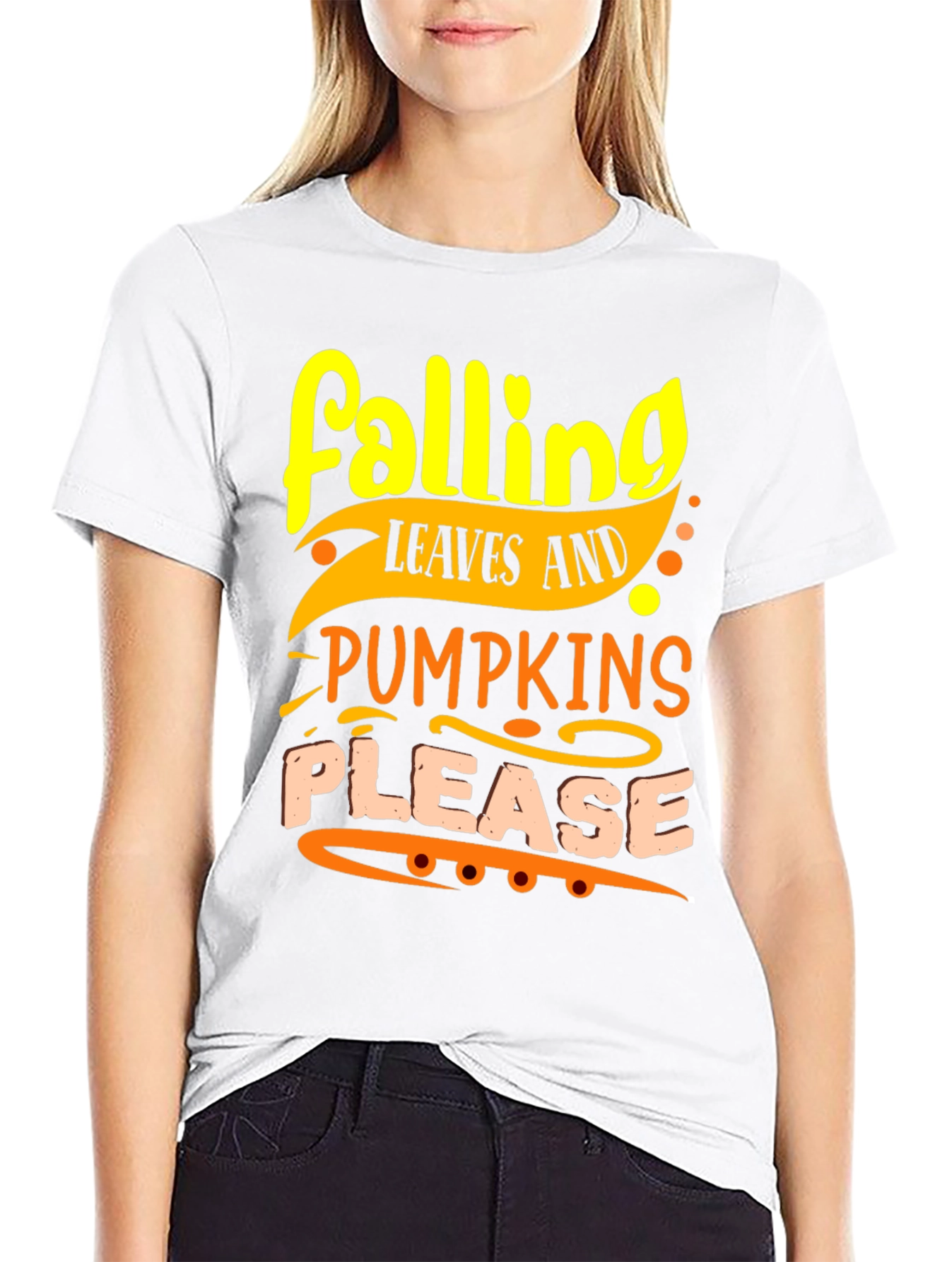 Falling Leaves and Pumpkins Please T-Shirt