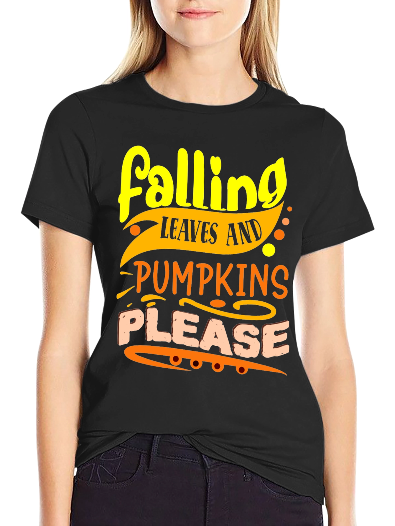 Falling Leaves and Pumpkins Please T-Shirt