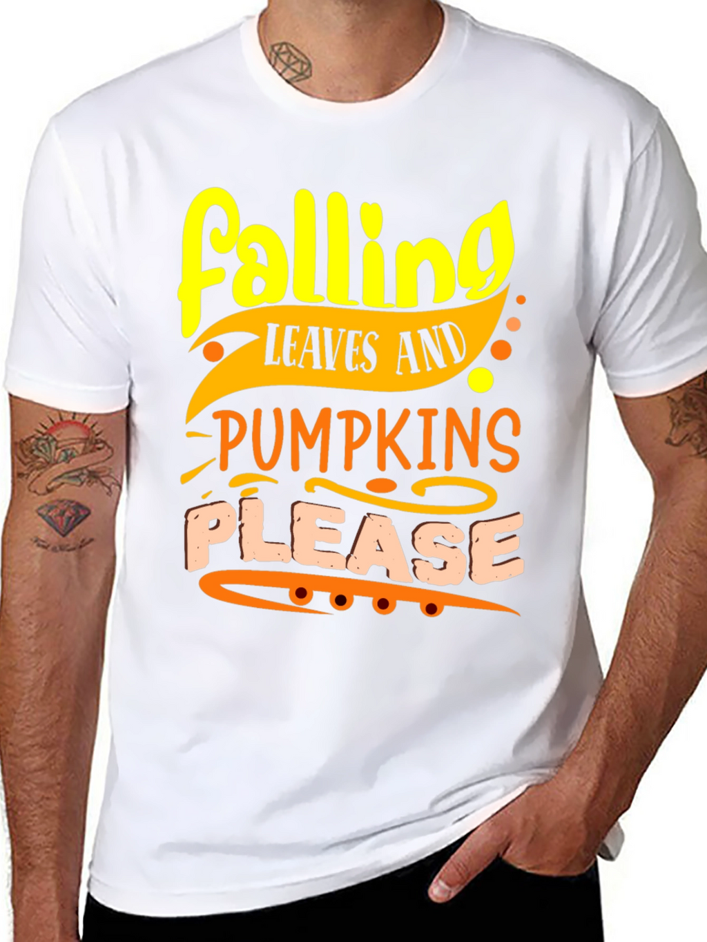 Falling Leaves and Pumpkins Please T-Shirt