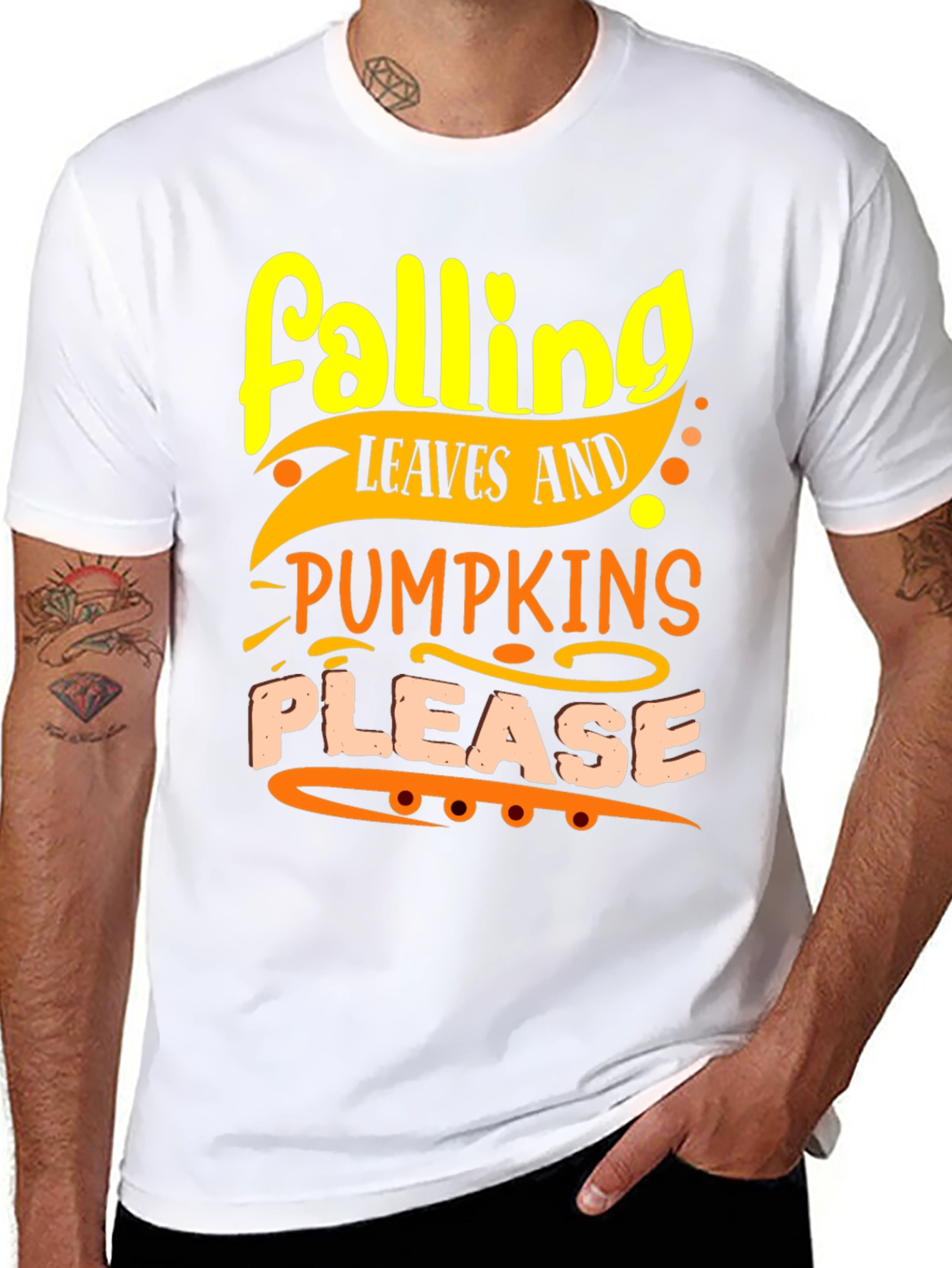 Falling Leaves and Pumpkins Please T-Shirt