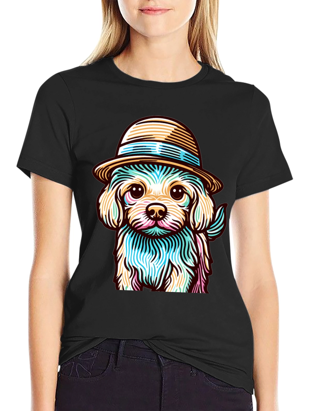 Dog in Hat Graphic Tee