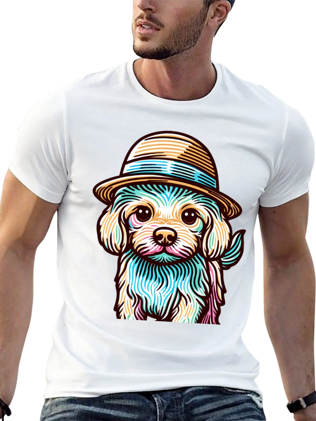 Dog in Hat Graphic Tee