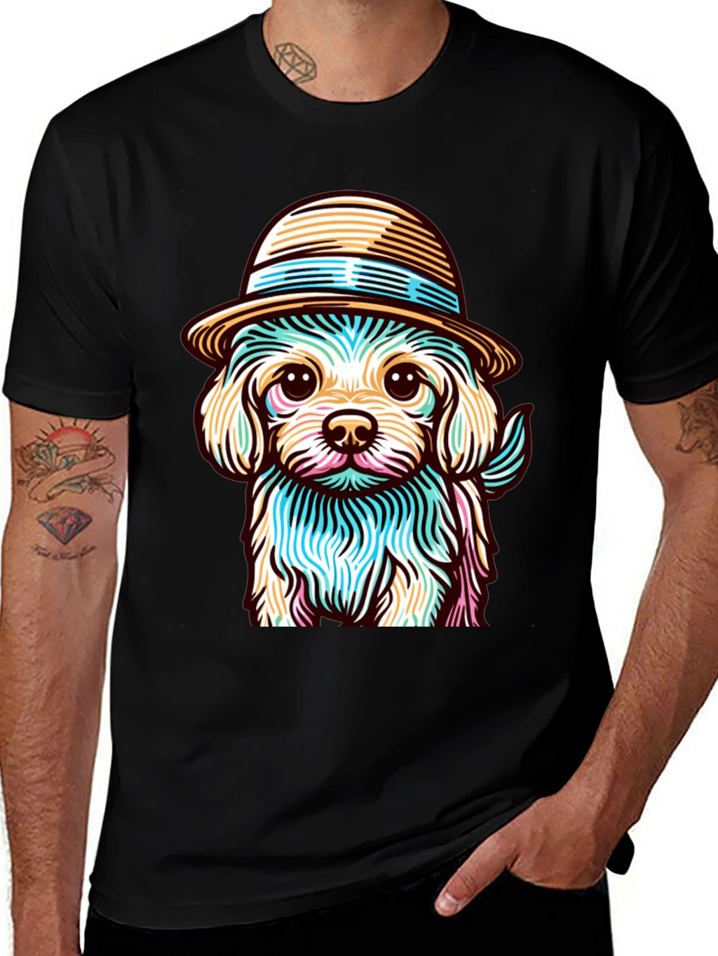 Dog in Hat Graphic Tee
