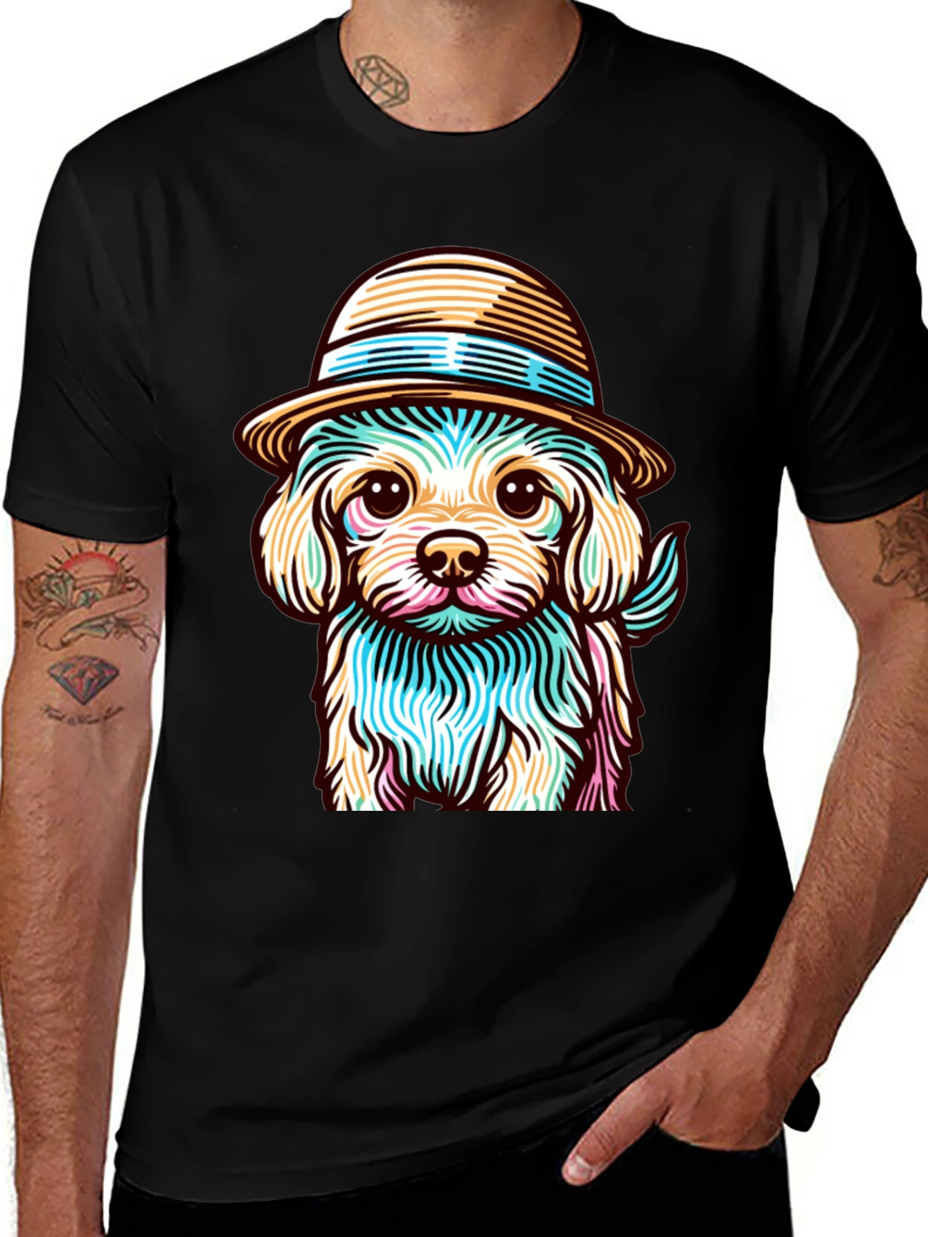 Dog in Hat Graphic Tee