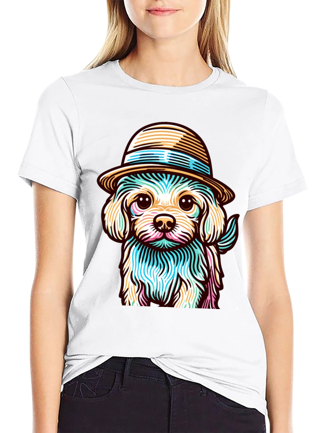 Dog in Hat Graphic Tee