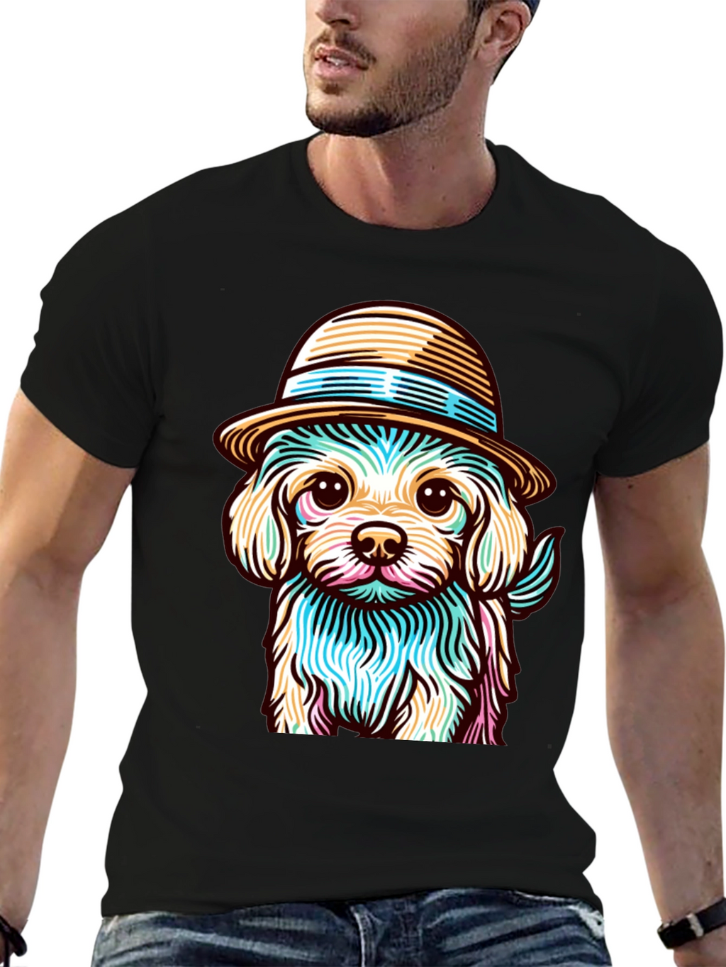 Dog in Hat Graphic Tee