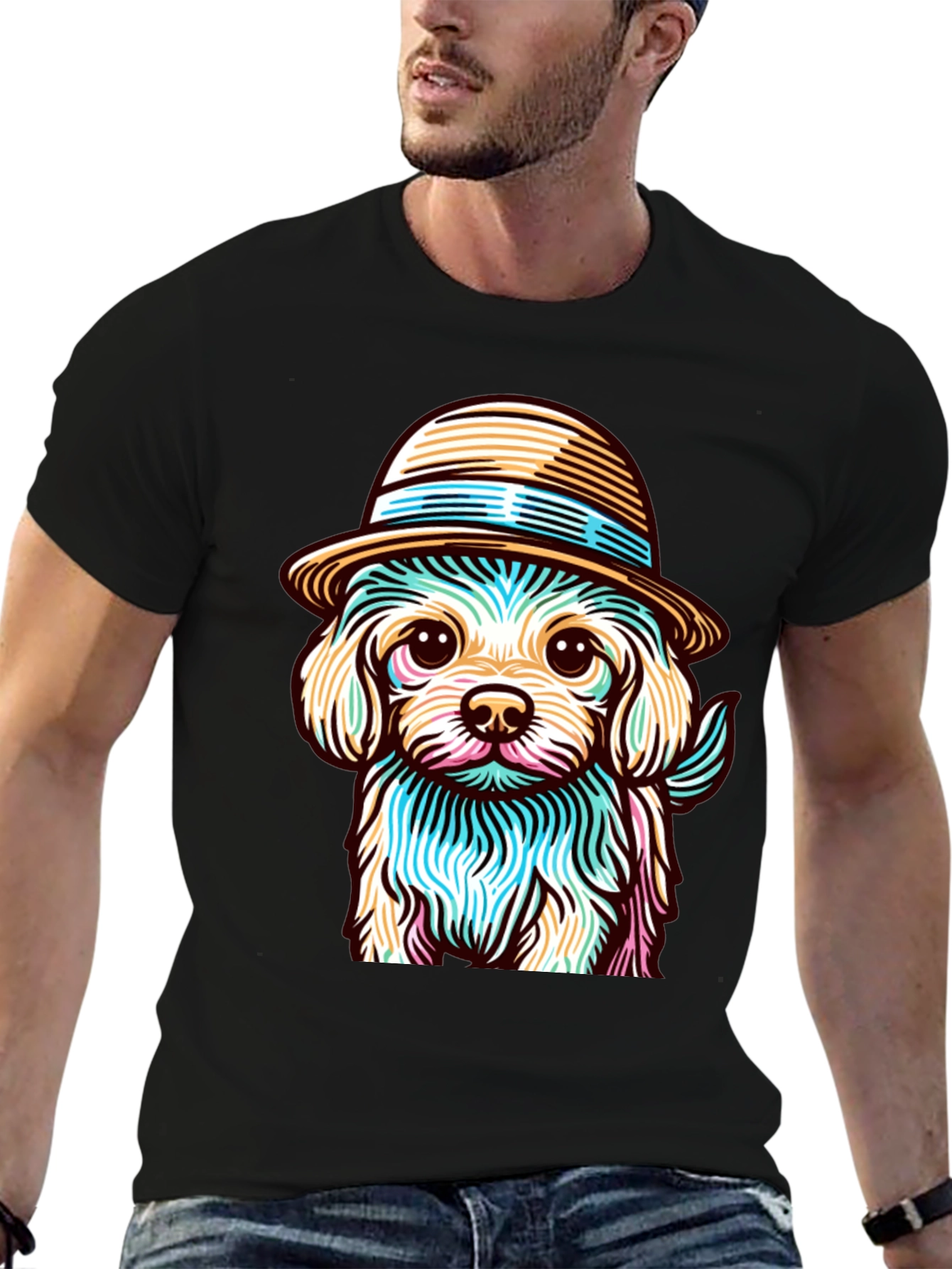 Dog in Hat Graphic Tee