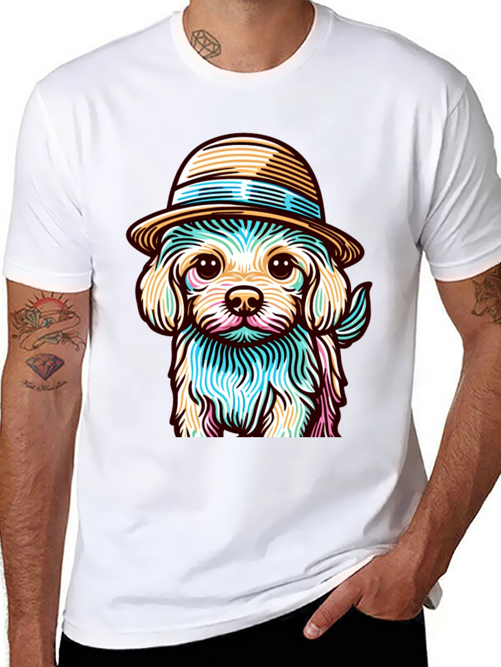 Dog in Hat Graphic Tee