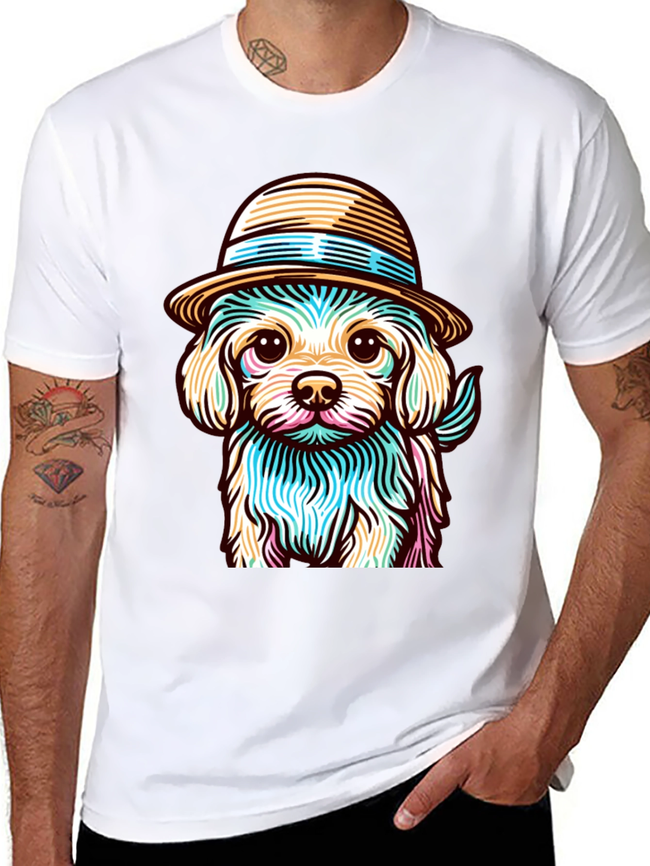 Dog in Hat Graphic Tee