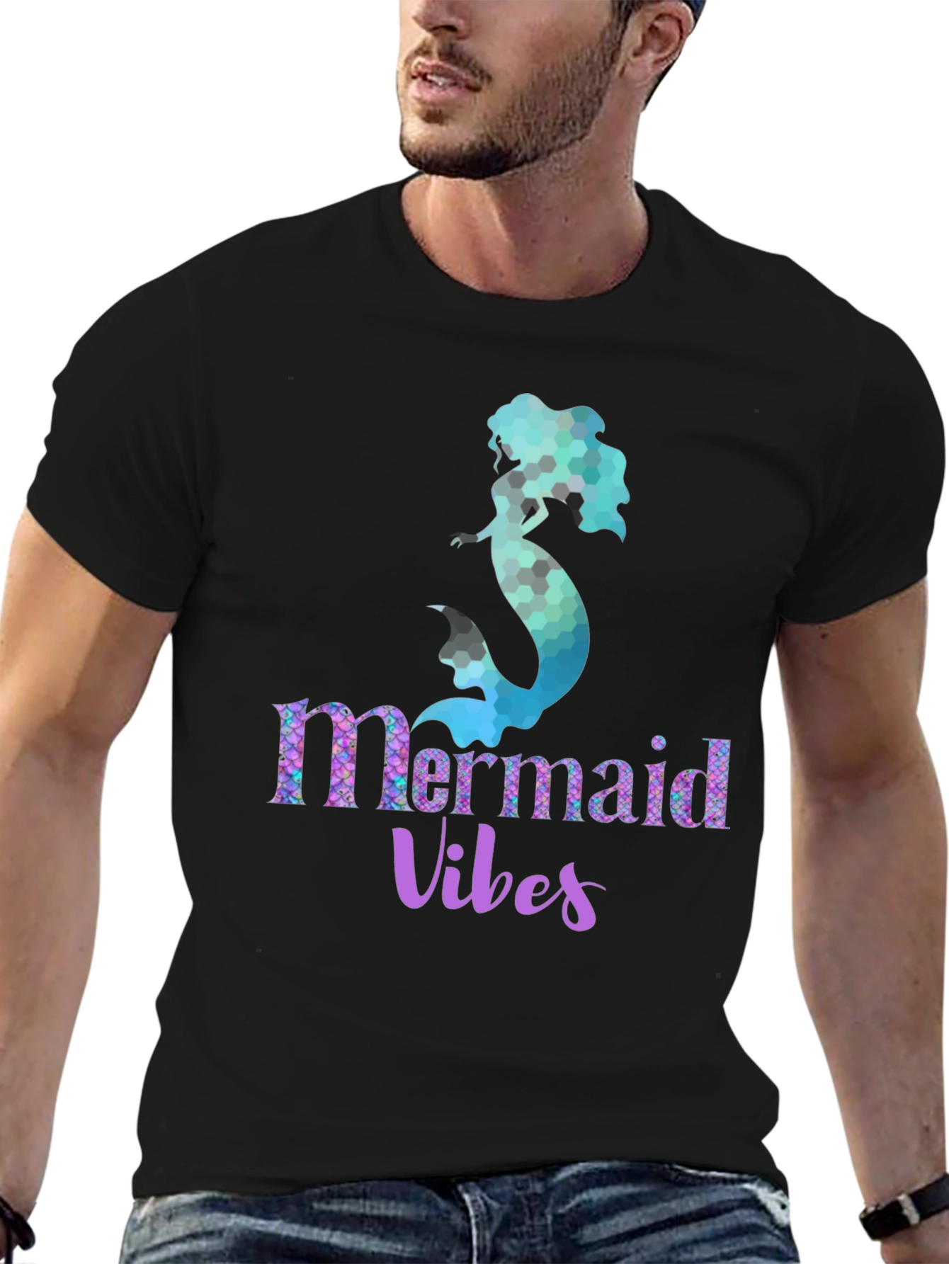 Mermaid Vibes Graphic Tee - Black Unisex T-Shirt