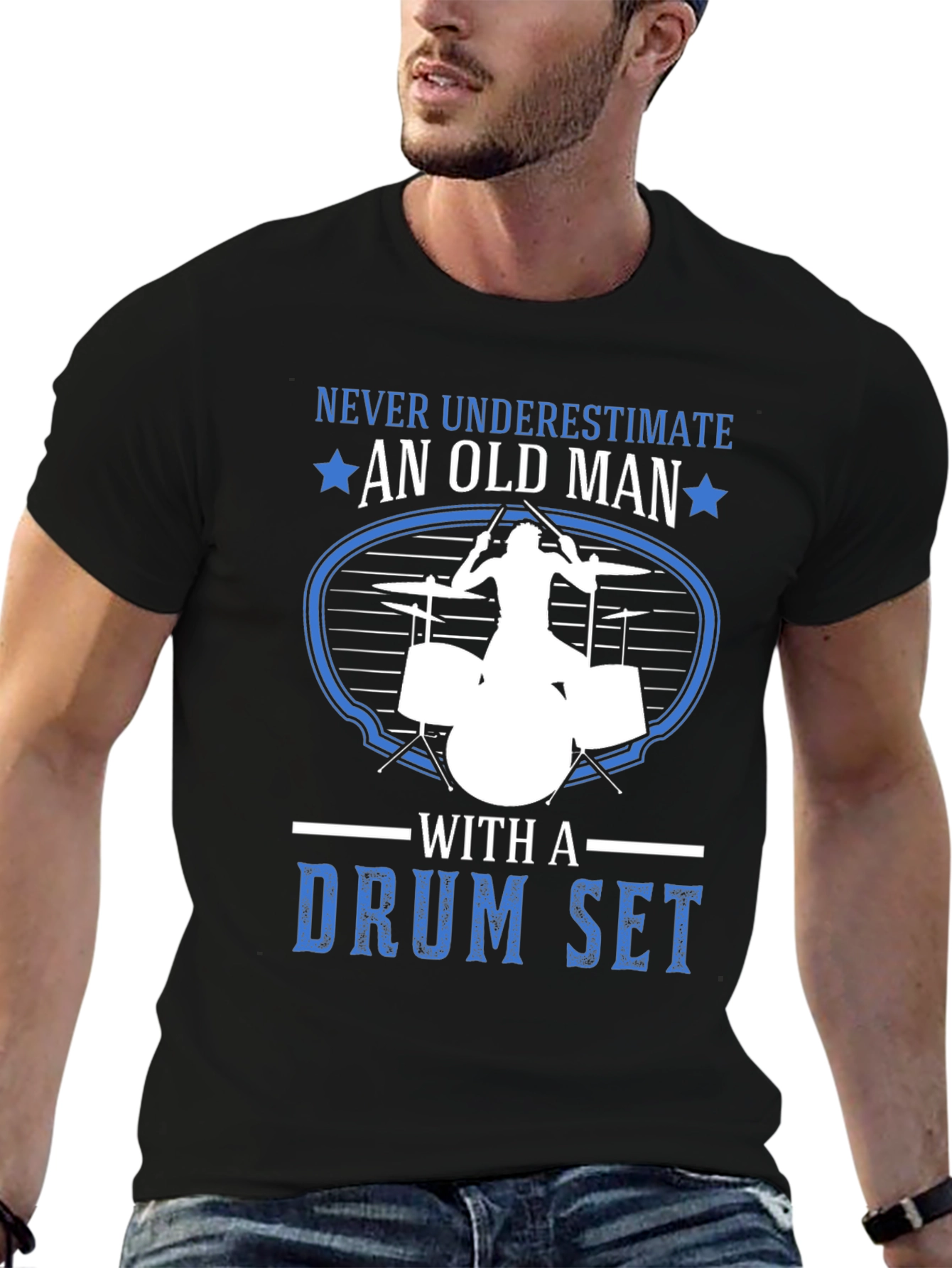 Never Underestimate an Old Man Drummer T-Shirt