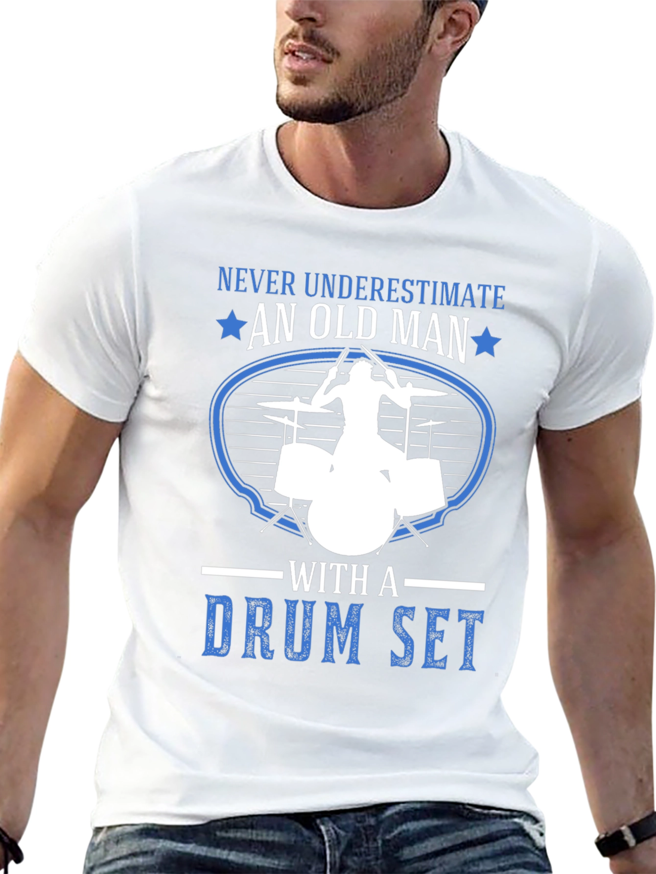 Never Underestimate an Old Man Drummer T-Shirt
