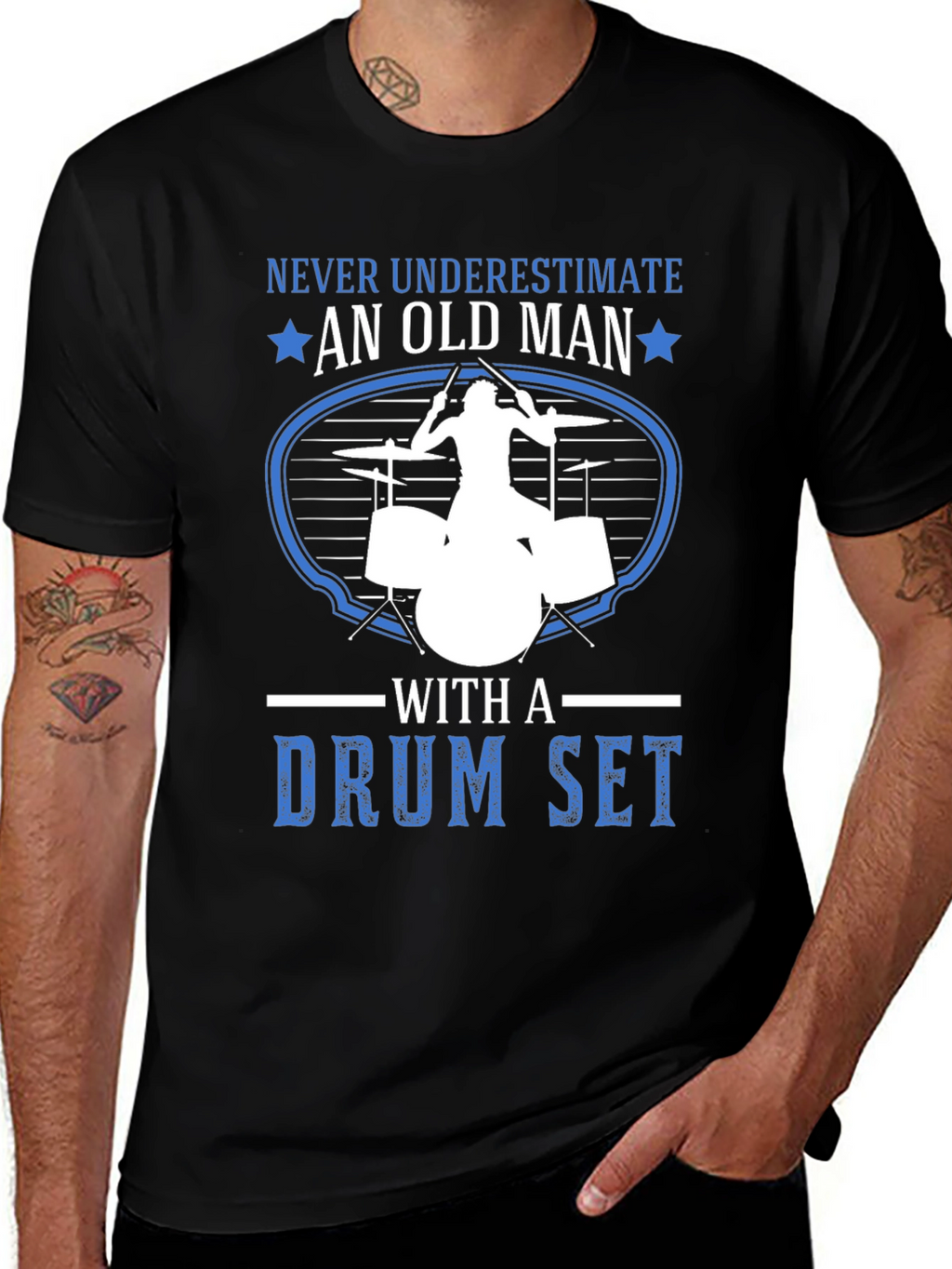 Never Underestimate an Old Man Drummer T-Shirt