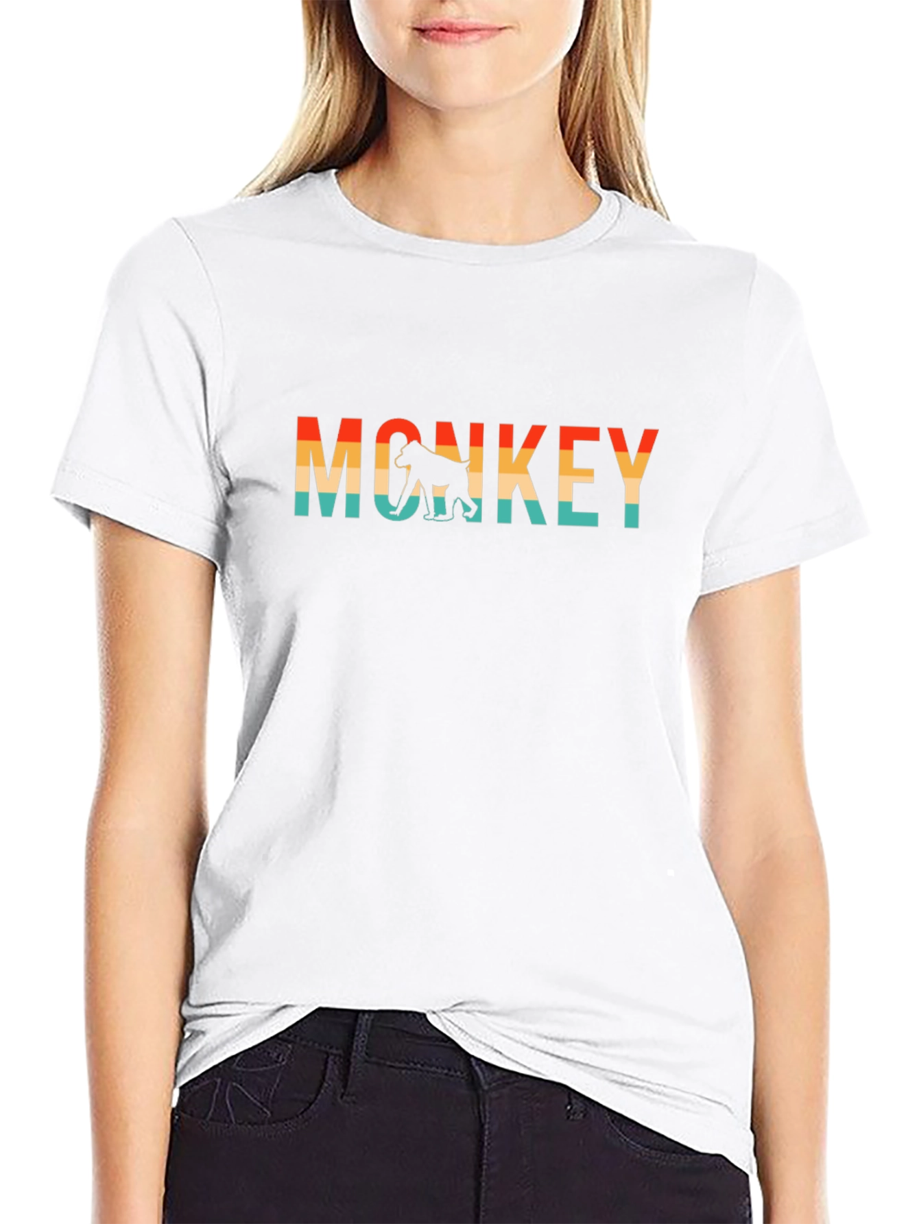 Retro Monkey Graphic T-Shirt - Stylish Crew Neck Tee