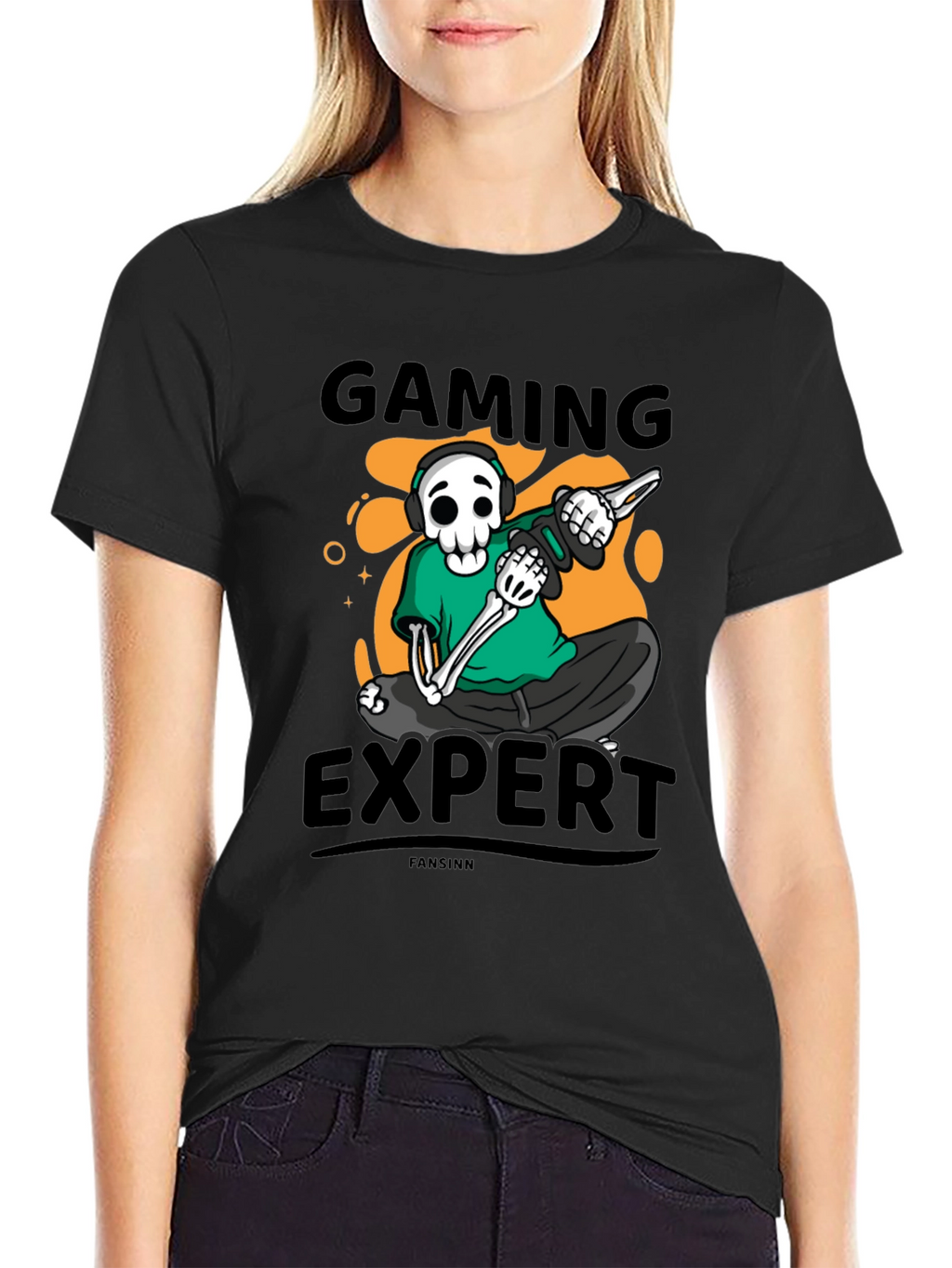 Gaming Expert Skeleton Graphic Tee - Black