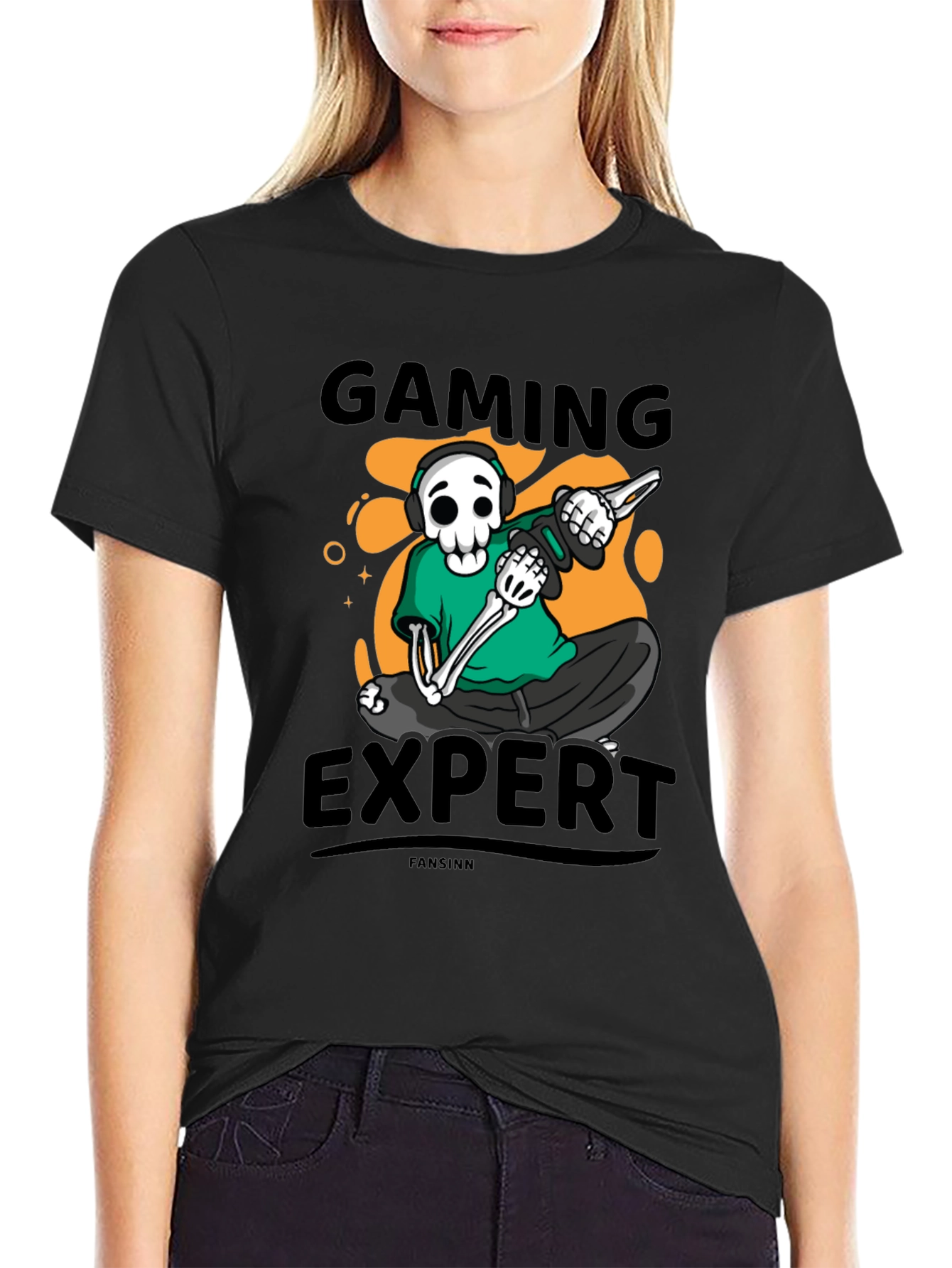 Gaming Expert Skeleton Graphic Tee - Black