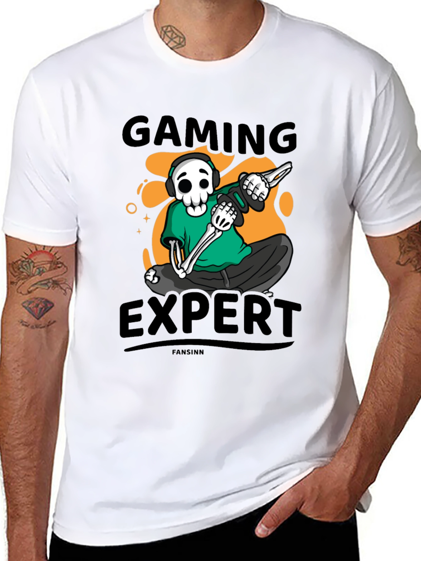 Gaming Expert Skeleton Graphic Tee - Black