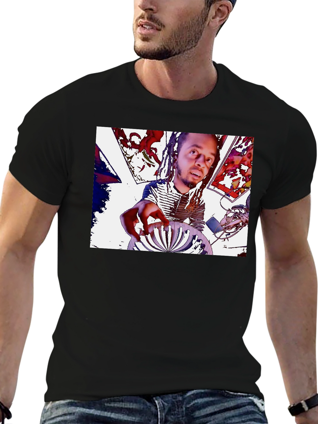 Mans Black Graphic Tee