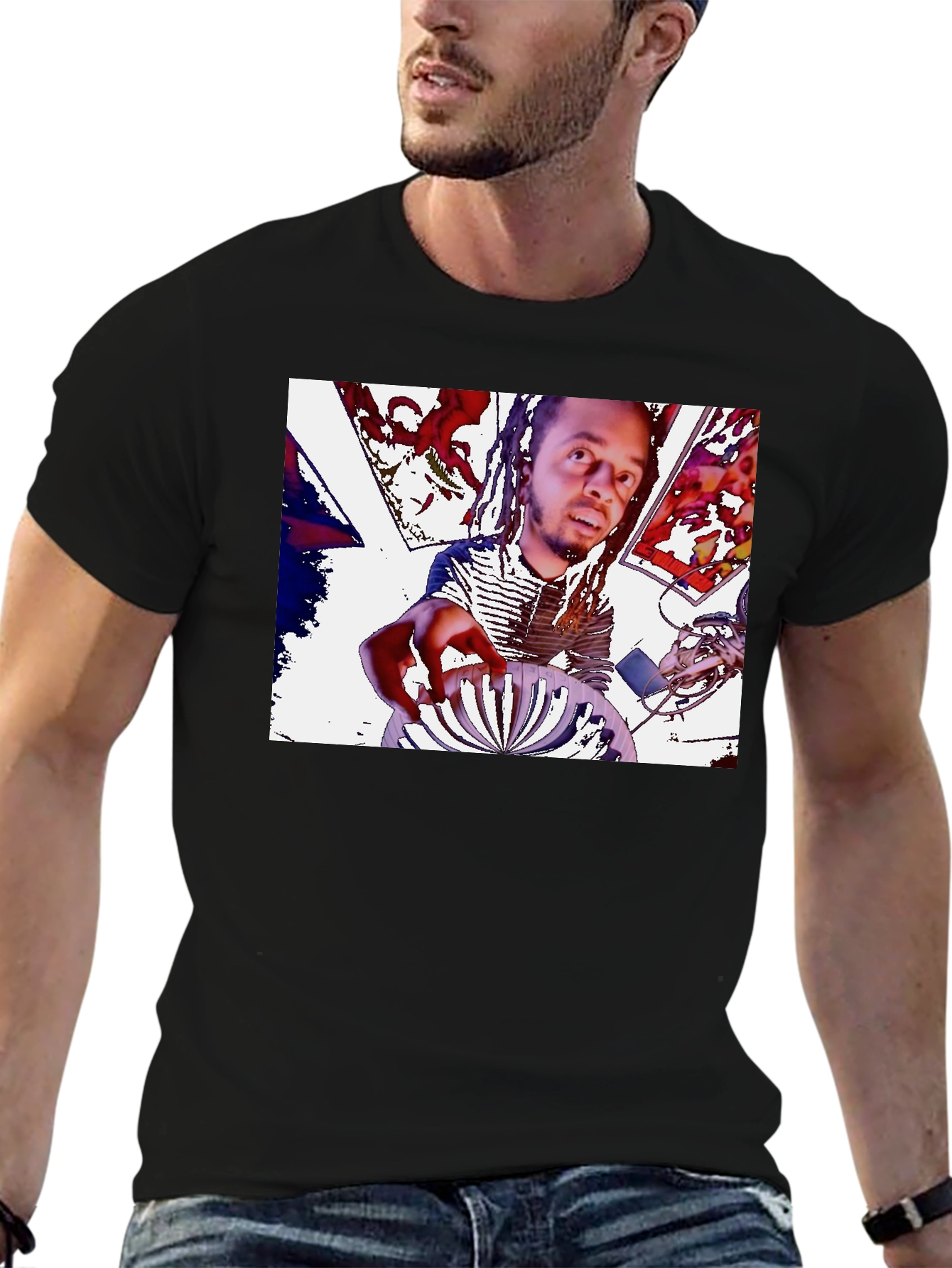 Mans Black Graphic Tee