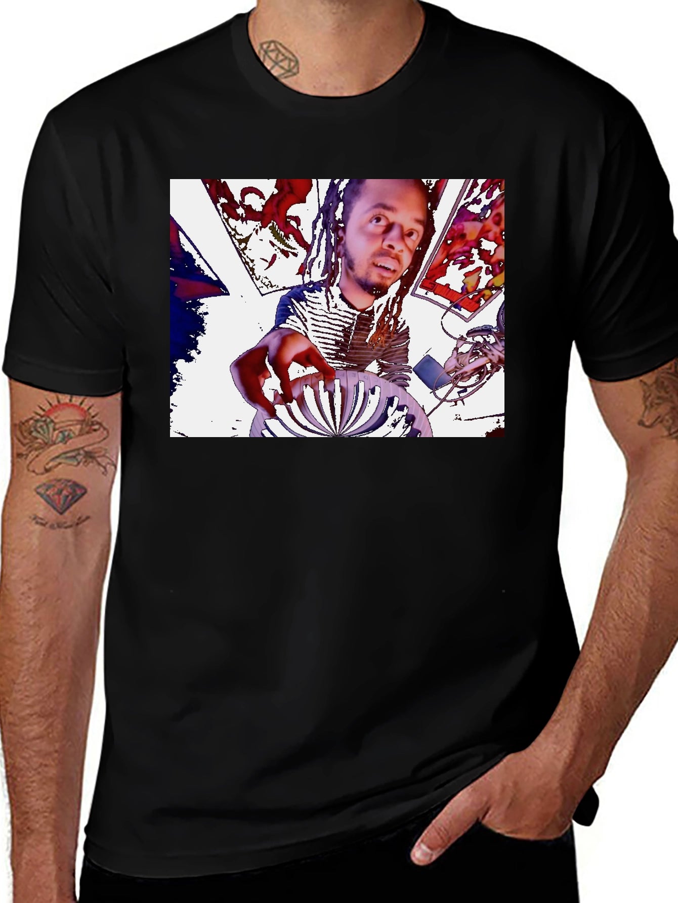 Mans Black Graphic Tee