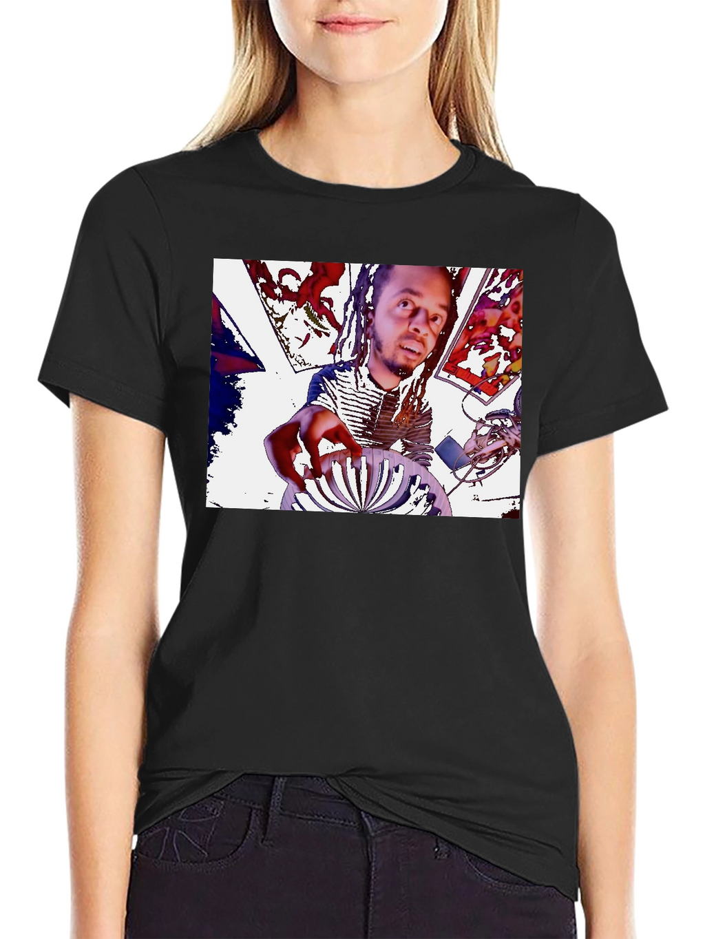 Mans Black Graphic Tee