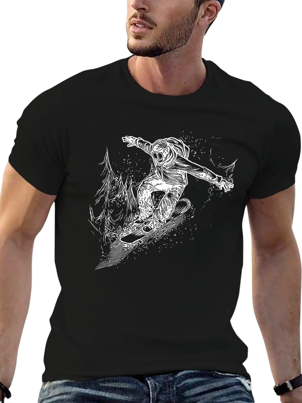 Snowboarder Graphic Black T-Shirt
