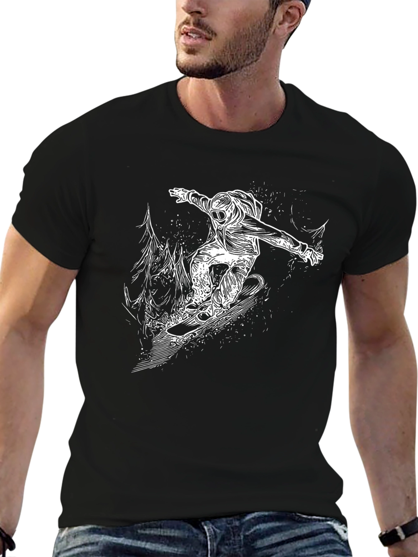 Snowboarder Graphic Black T-Shirt
