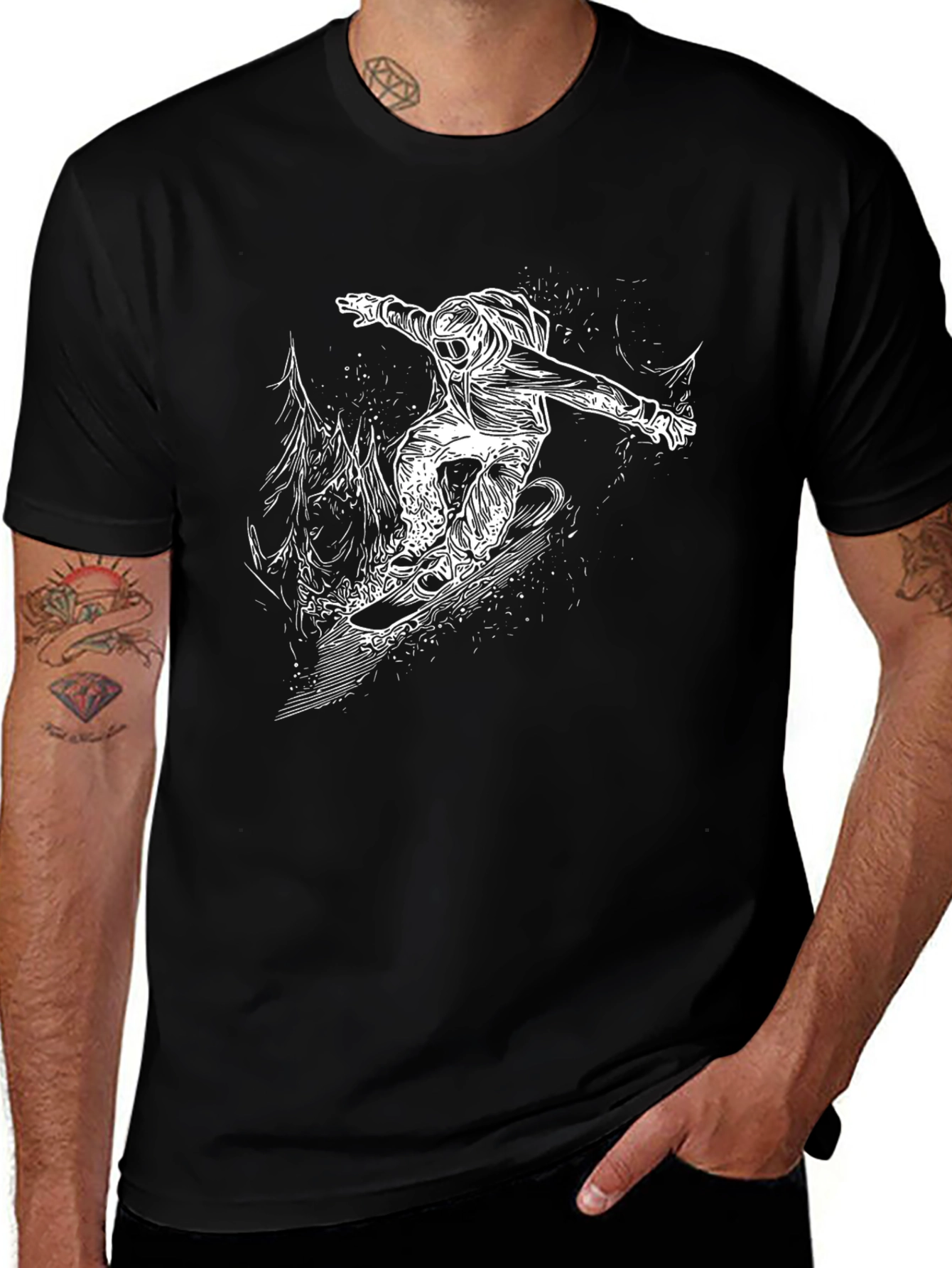 Snowboarder Graphic Black T-Shirt