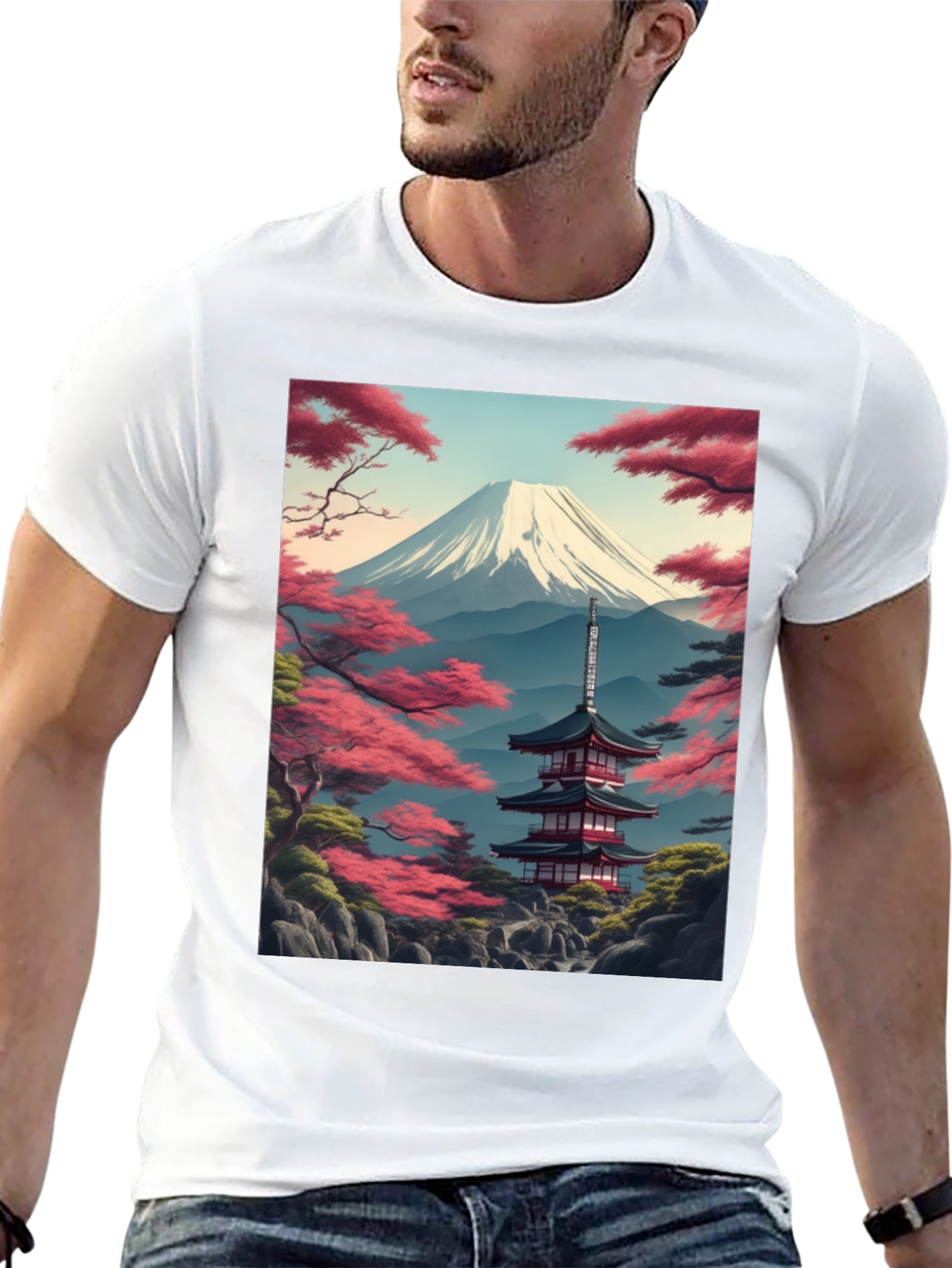 Mount Fuji Pagoda Graphic Tee - Black