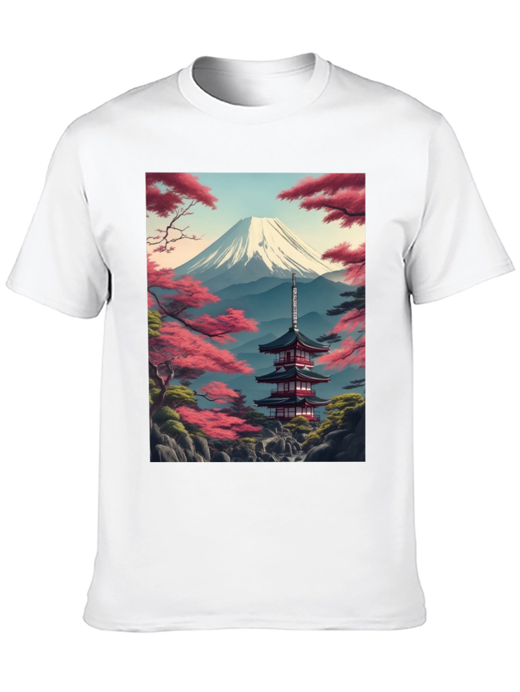 Mount Fuji Pagoda Graphic Tee - Black