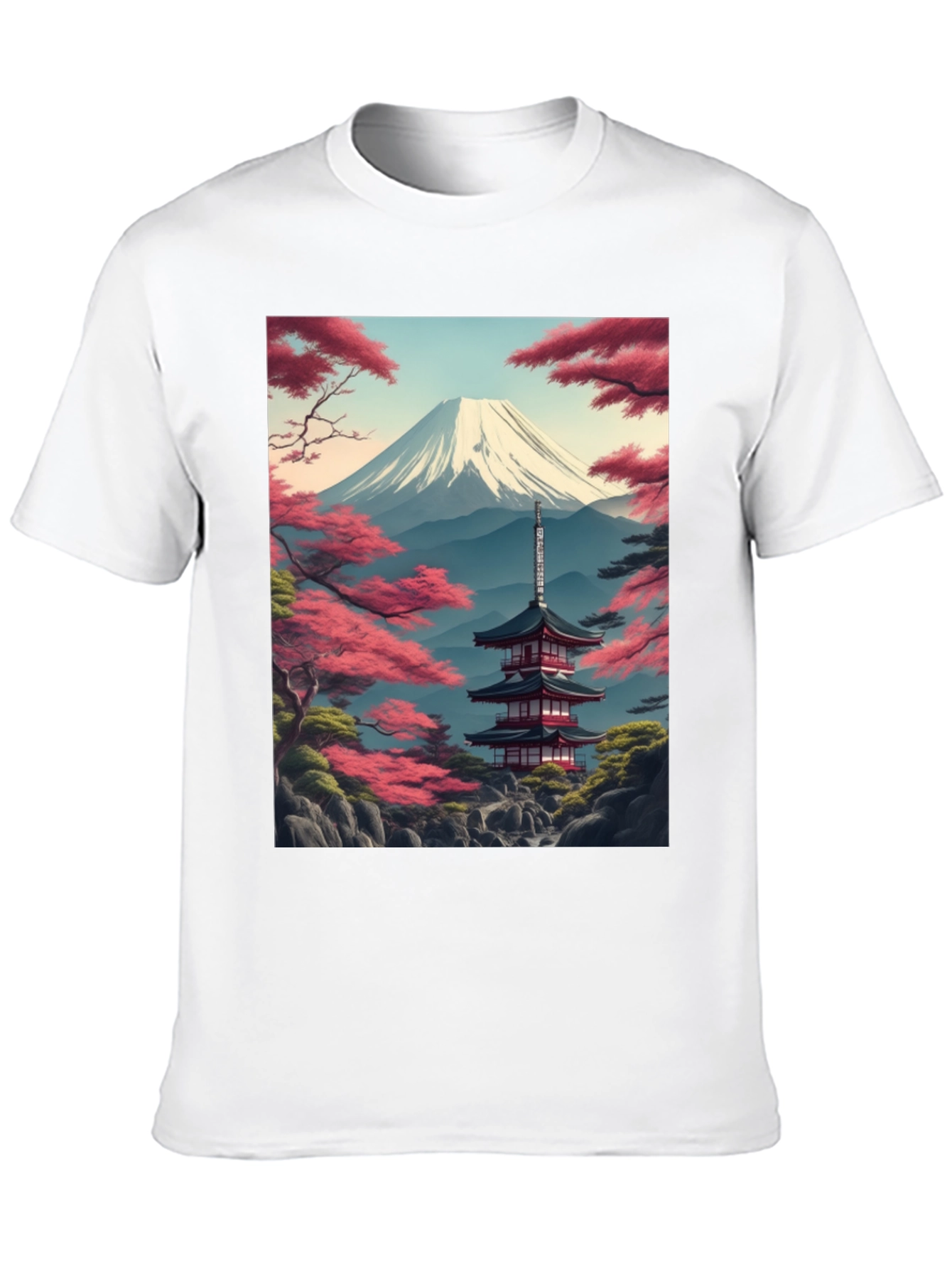 Mount Fuji Pagoda Graphic Tee - Black