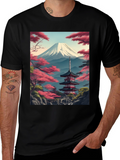 Mount Fuji Pagoda Graphic Tee - Black