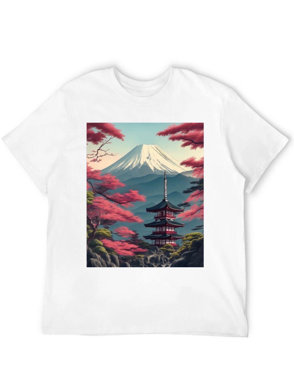Mount Fuji Pagoda Graphic Tee - Black