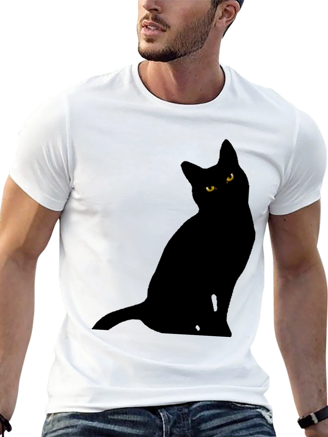 Black Cat Graphic Tee - Mens Crew Neck